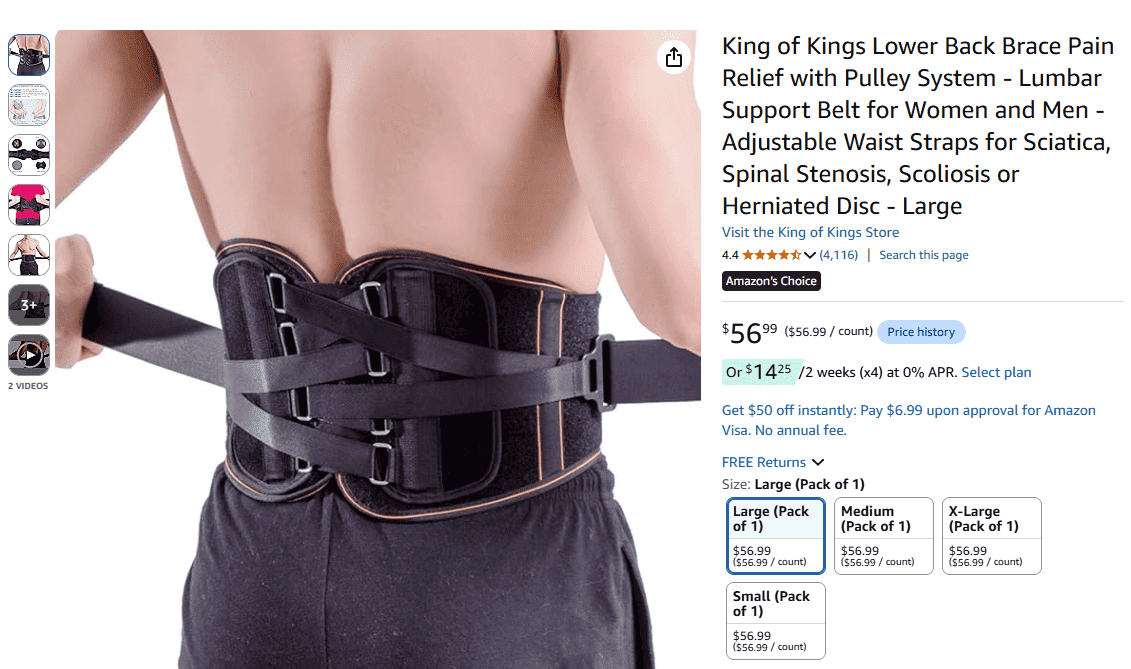 King of Kings Lower Back Brace product image
