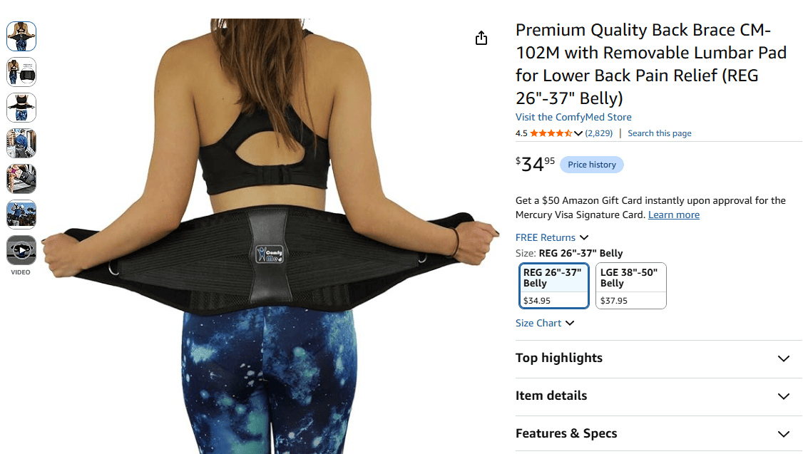 ComfyMed Premium Quality Back Brace