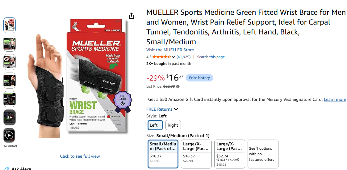 Mueller Green Fitted Wrist Brace product image