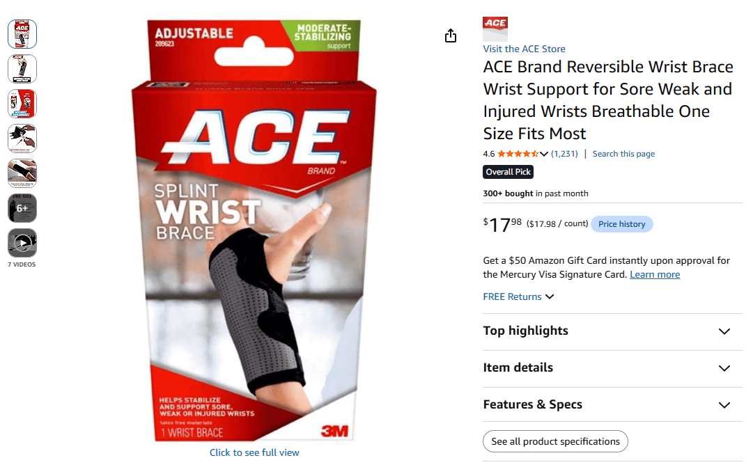 ACE Deluxe Wrist Stabilizer product image