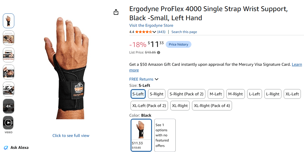 Ergodyne ProFlex 4000 Wrist Support product image