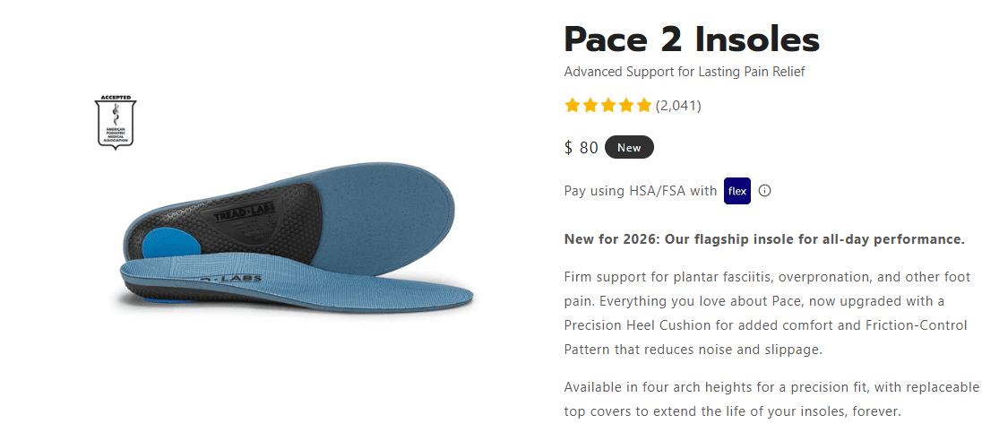 Tread Labs Pace Short Insoles with carbon fiber arch support