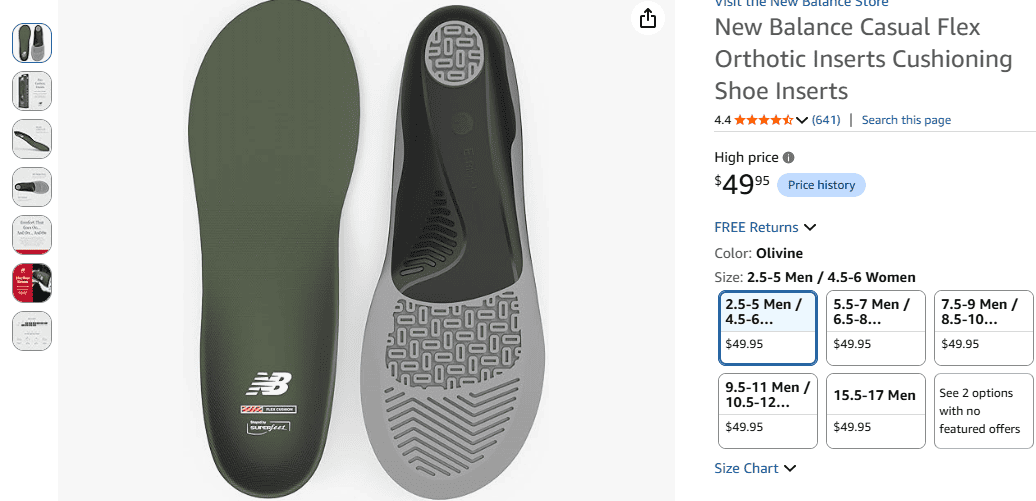 New Balance Casual Flex Cushion Insoles with responsive foam and flexible arch design for everyday use