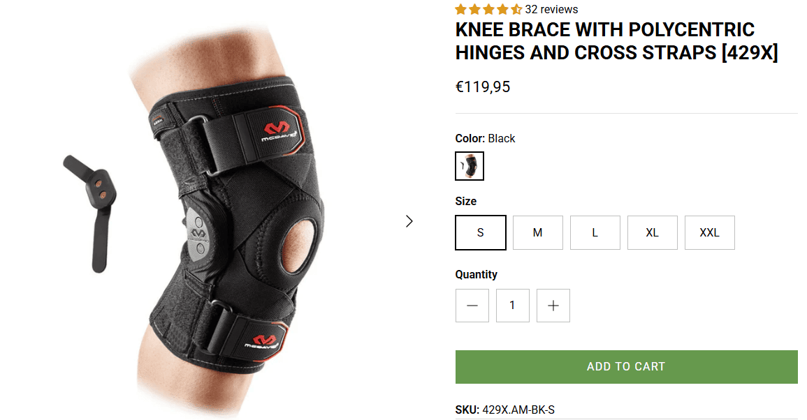 McDavid 429X Hinged Knee Brace with steel hinges and figure-6 strap configuration