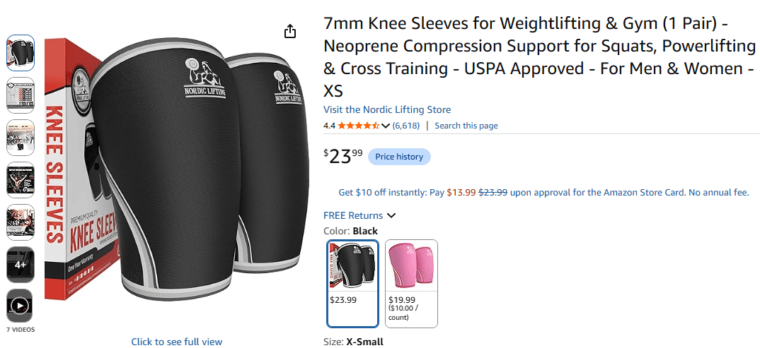 Nordic Lifting Knee Sleeves with 7mm neoprene construction and reinforced stitching