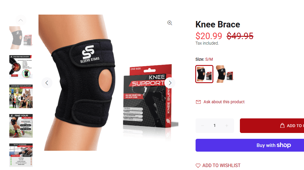 Sleeve Stars Knee Support with integrated patellar tendon strap and breathable knit fabric