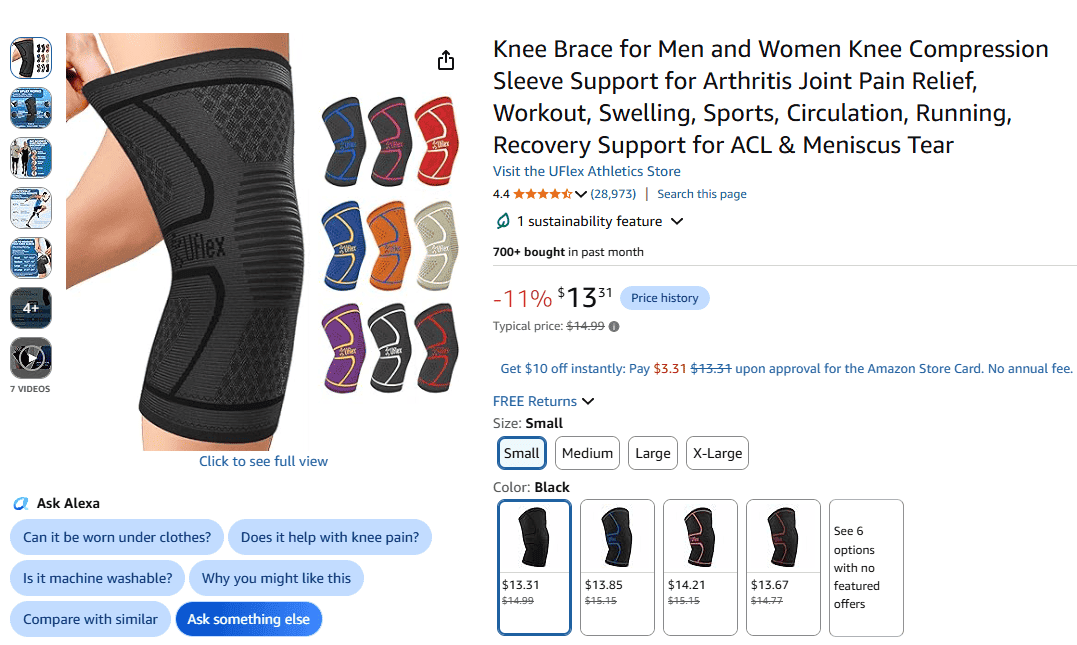 UFlex Athletics Knee Compression Sleeve with 3D ergonomic knitting and double silicone grip strips