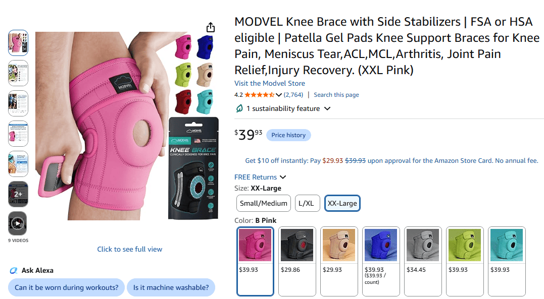Modvel Knee Brace with side stabilizers showing spring-loaded support system