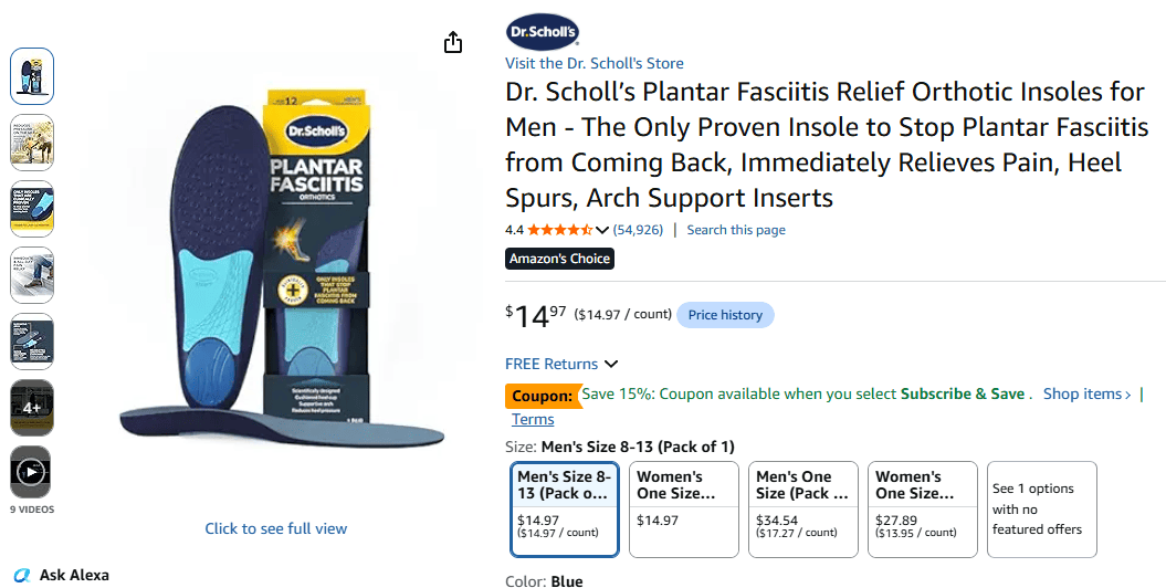 Dr. Scholl's Plantar Fasciitis Pain Relief Orthotics