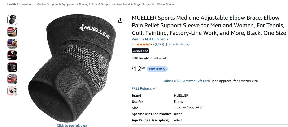 Mueller Sports Medicine elbow compression sleeve affordable
