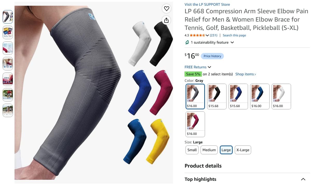 LP Support elbow compression sleeve neoprene Taiwan